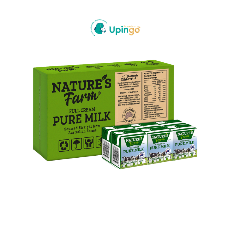 Sữa tươi nguyên kem nội địa Úc Nature's Farm hộp 150ml - thùng 24 hộp